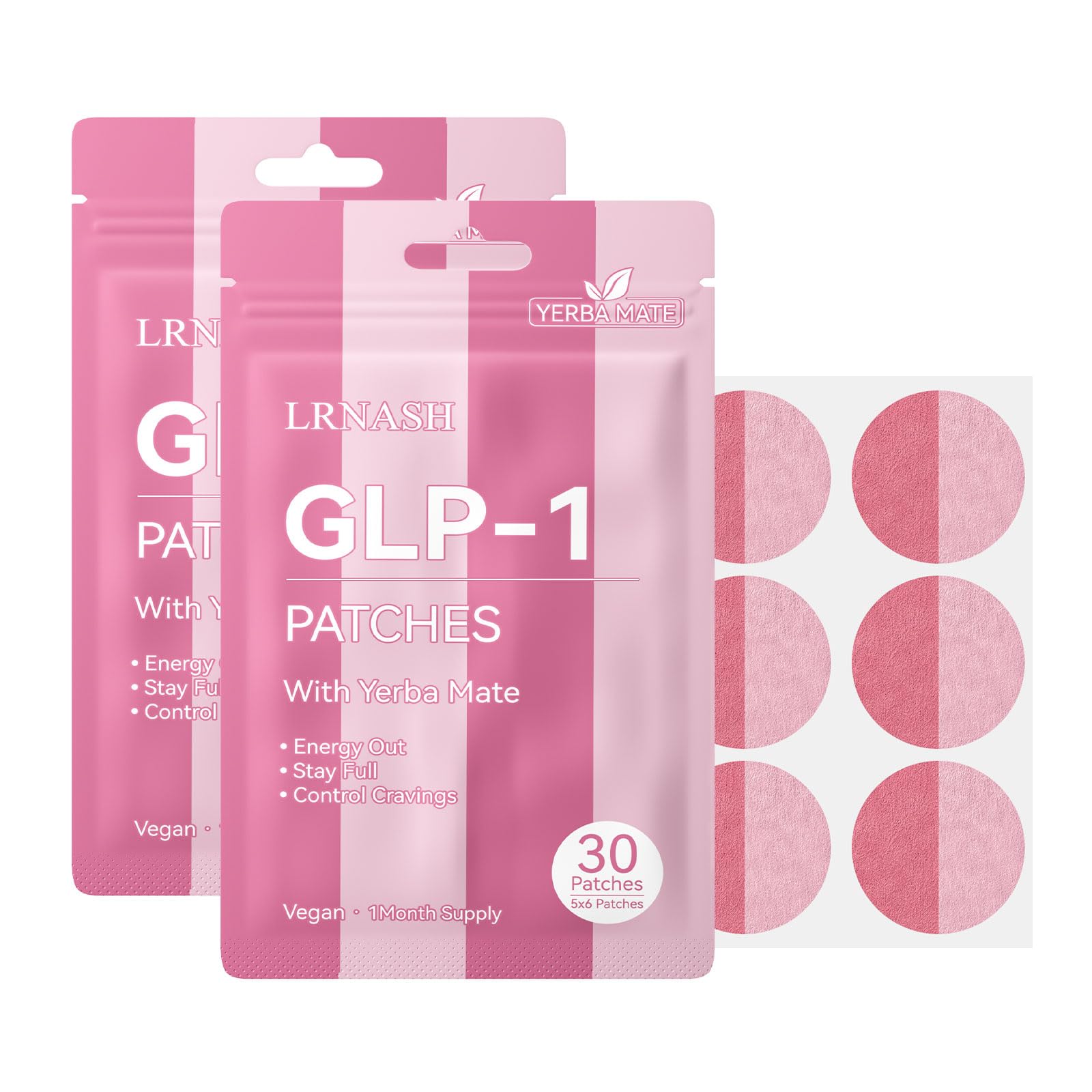 GLP-1 patches with Yerba Mate packaging showing a 30-count box