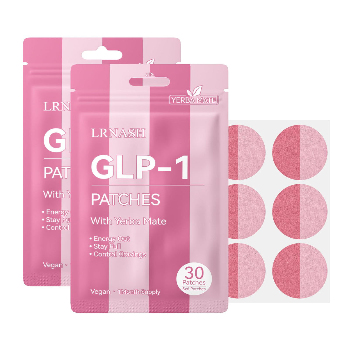 GLP-1 patches with Yerba Mate packaging showing a 30-count box