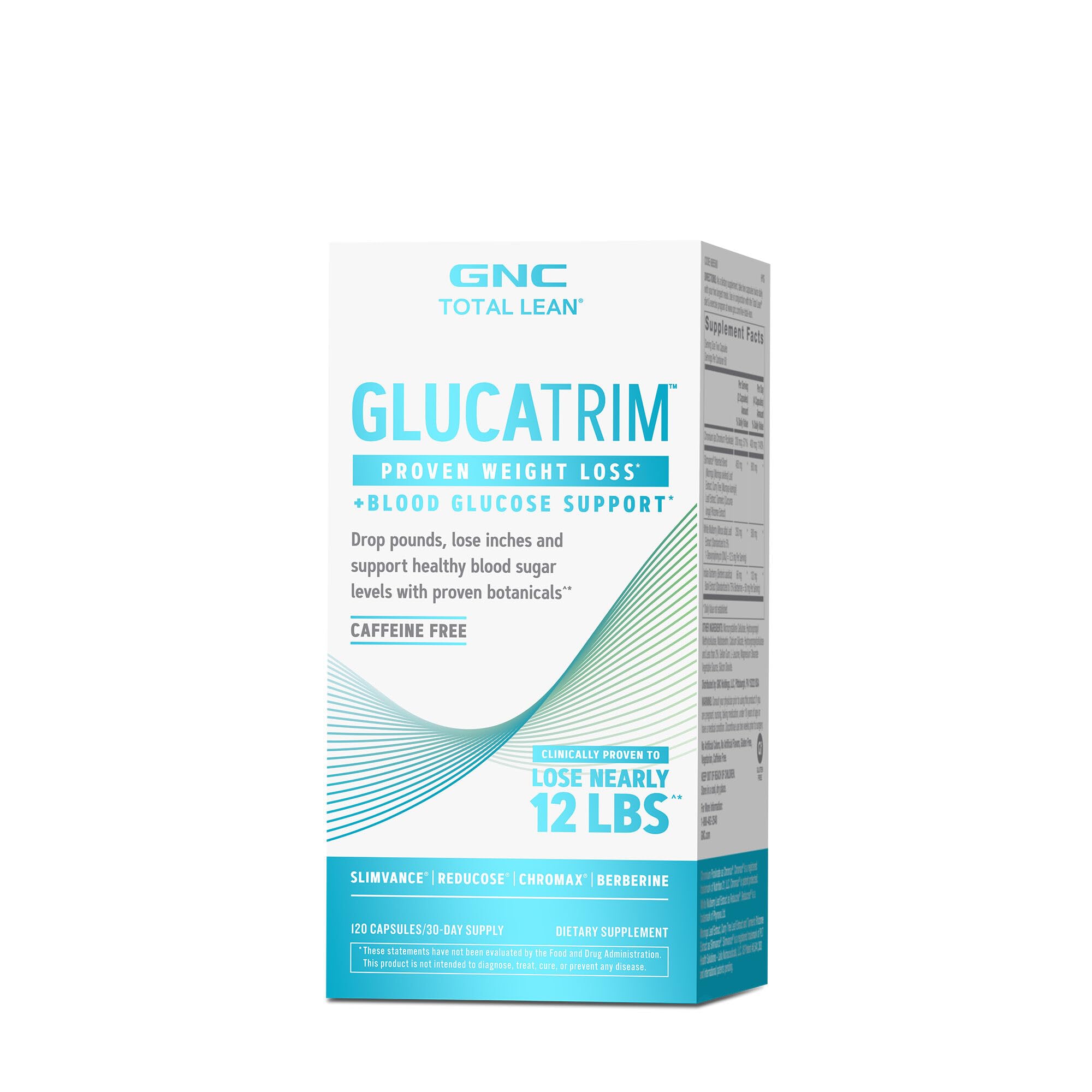 GNC Total Lean GlucaTrim bottle with 120 capsules