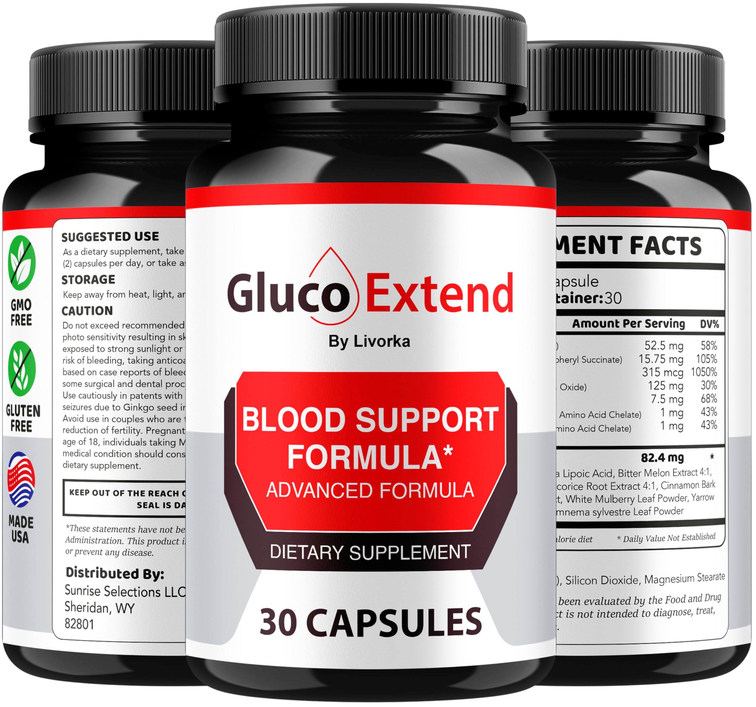 Gluco Extend advanced supplement formula label