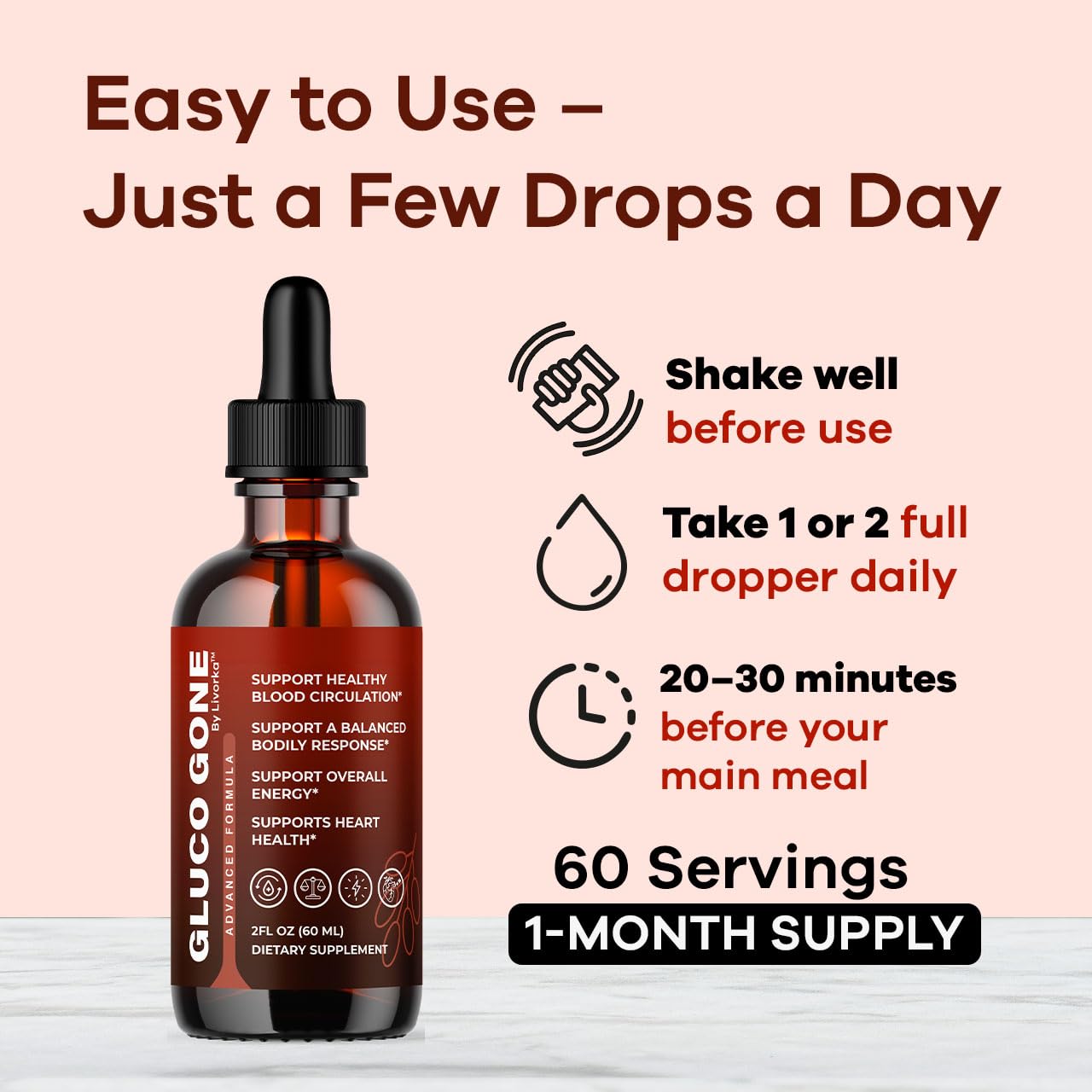 Gluco Gone Drops dropper with liquid