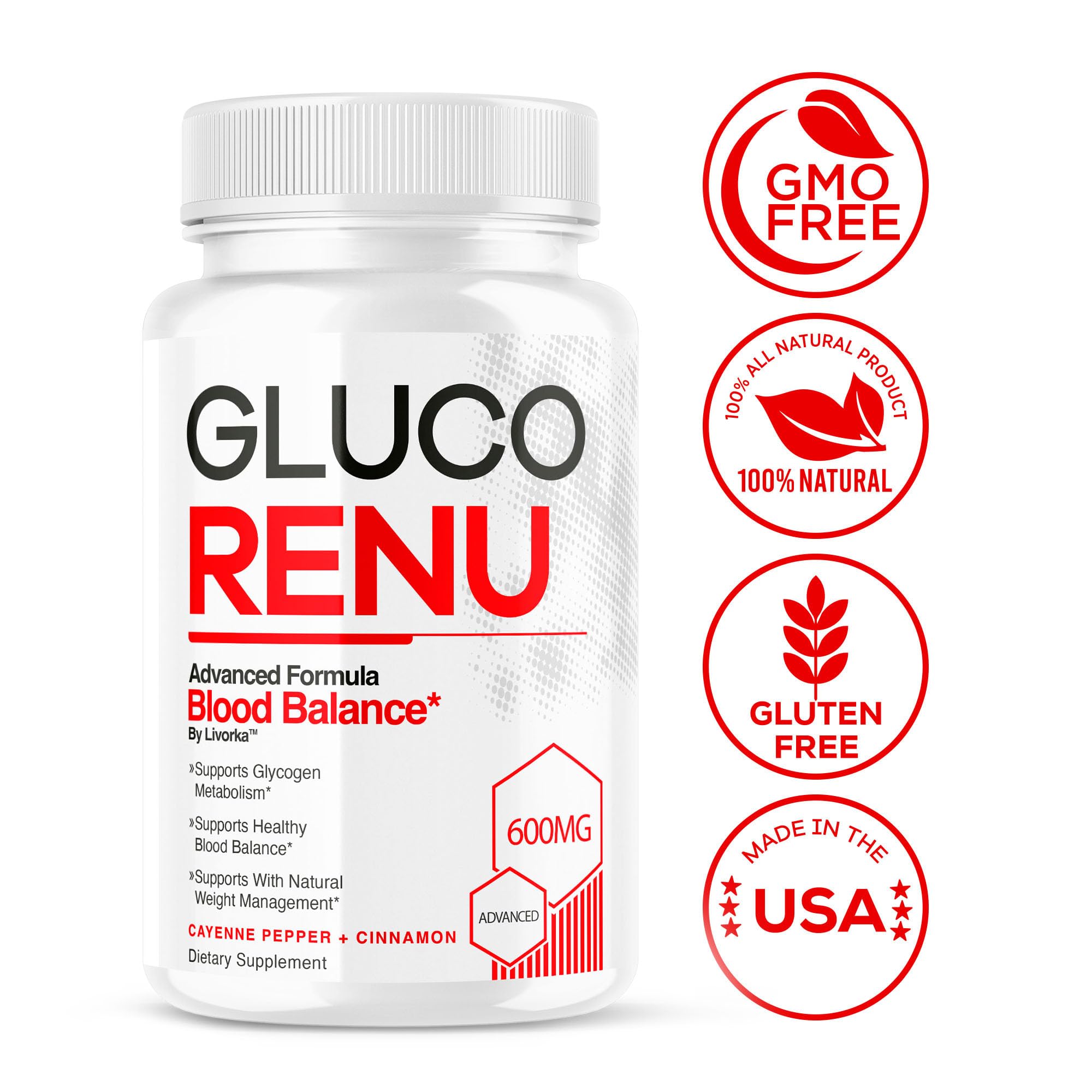 One Gluco Renu capsule next to a meal