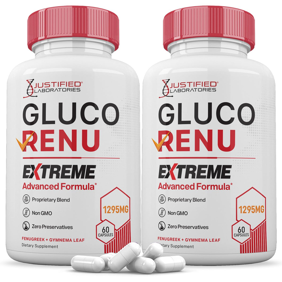 Gluco Renu Extreme 1295mg Glyco Support pills — 120 capsules with turmeric, berberine, resveratrol, garlic, bitter melon and milk thistle