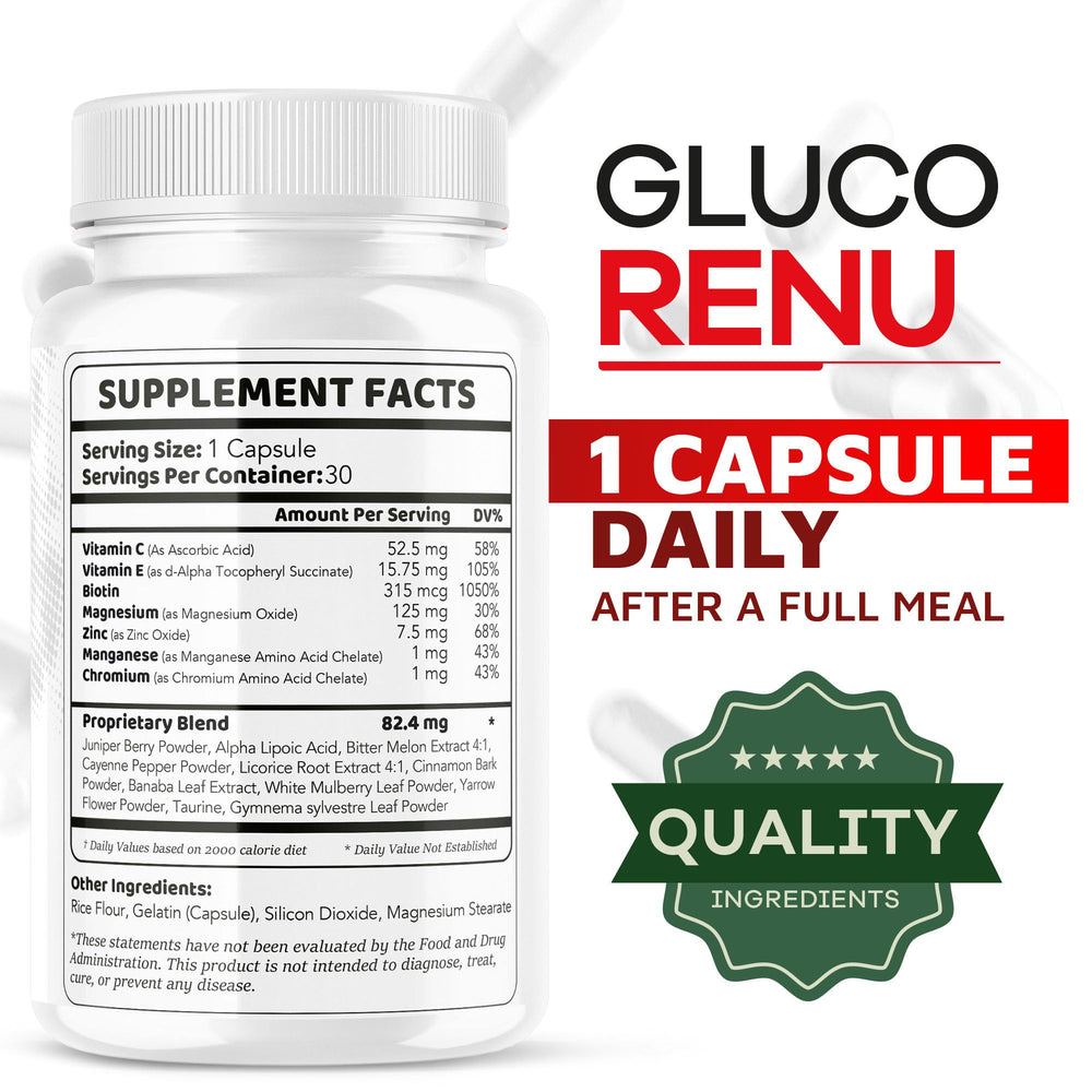 Gluco Renu vegan and Non-GMO banner