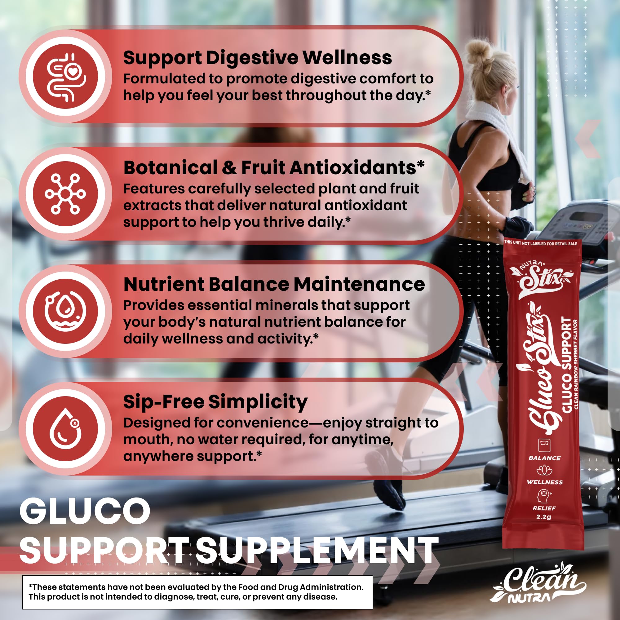 Ceylon cinnamon and green tea extract ingredients in Gluco Stix