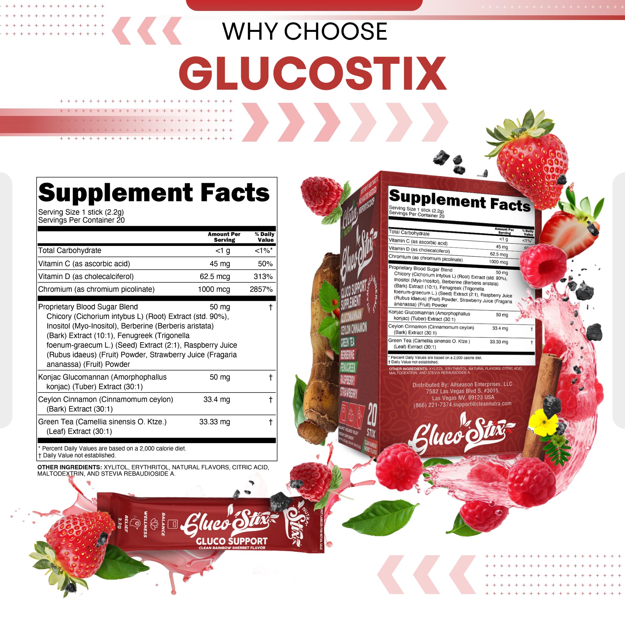 Close-up of Rainbow Sherbet flavor sticks from Gluco Stix