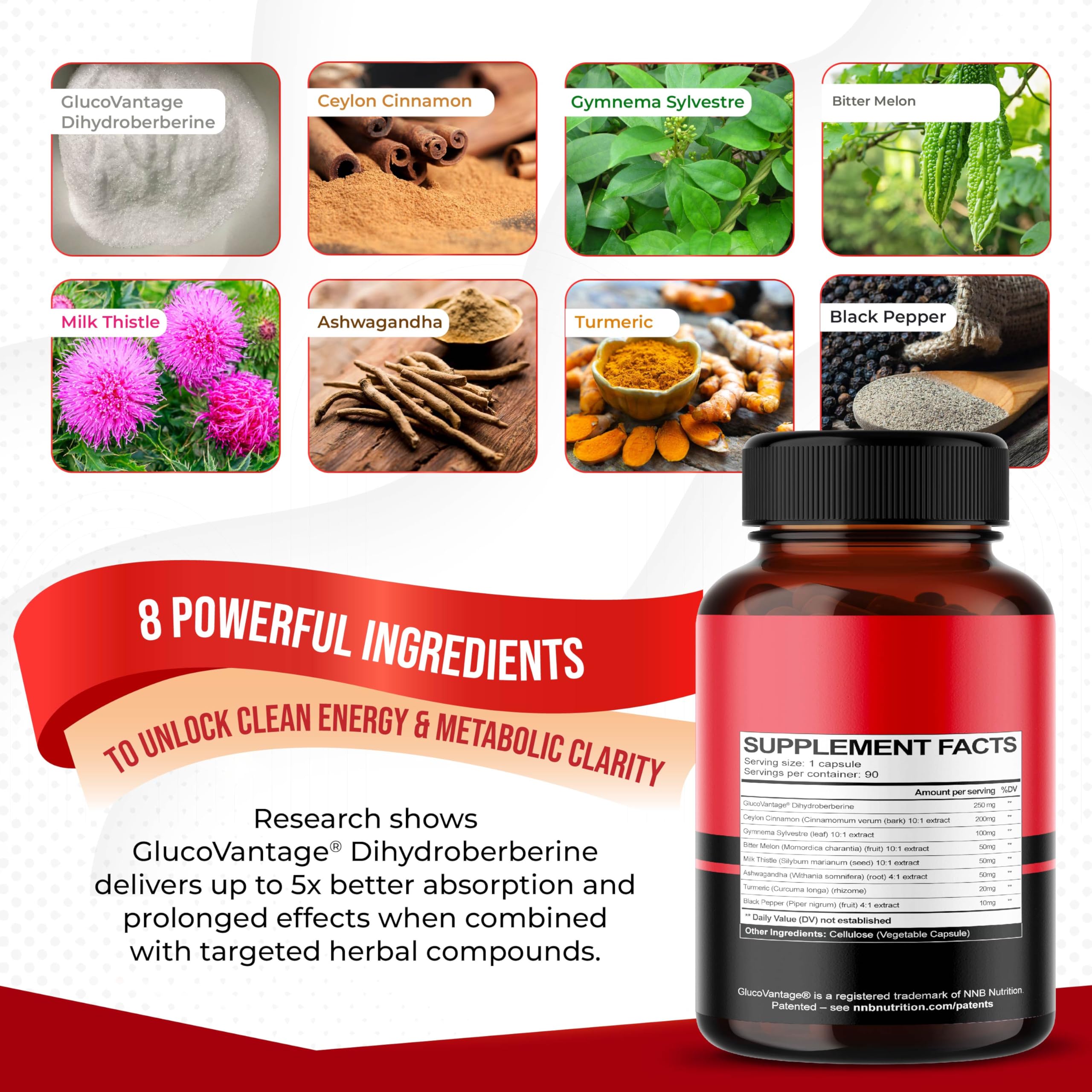 Close-up of GlucoVantage Dihydroberberine per capsule