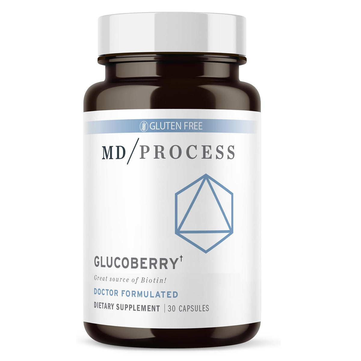 MD Process GlucoBerry bottle label featuring Maqui Berry and Chromium Picolinate