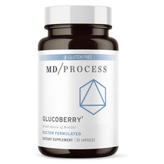 MD Process GlucoBerry bottle label featuring Maqui Berry and Chromium Picolinate
