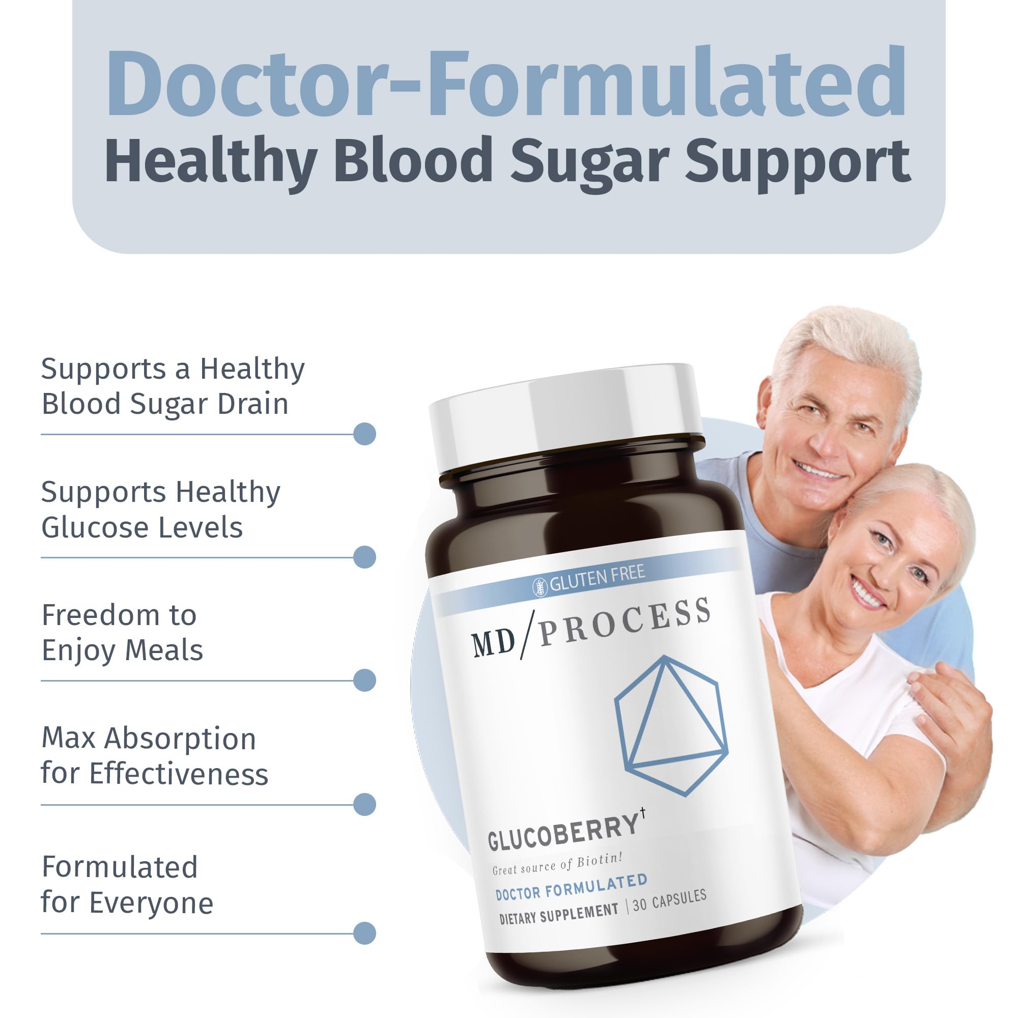 Doctor-formulated GlucoBerry packaging on USA-made production line