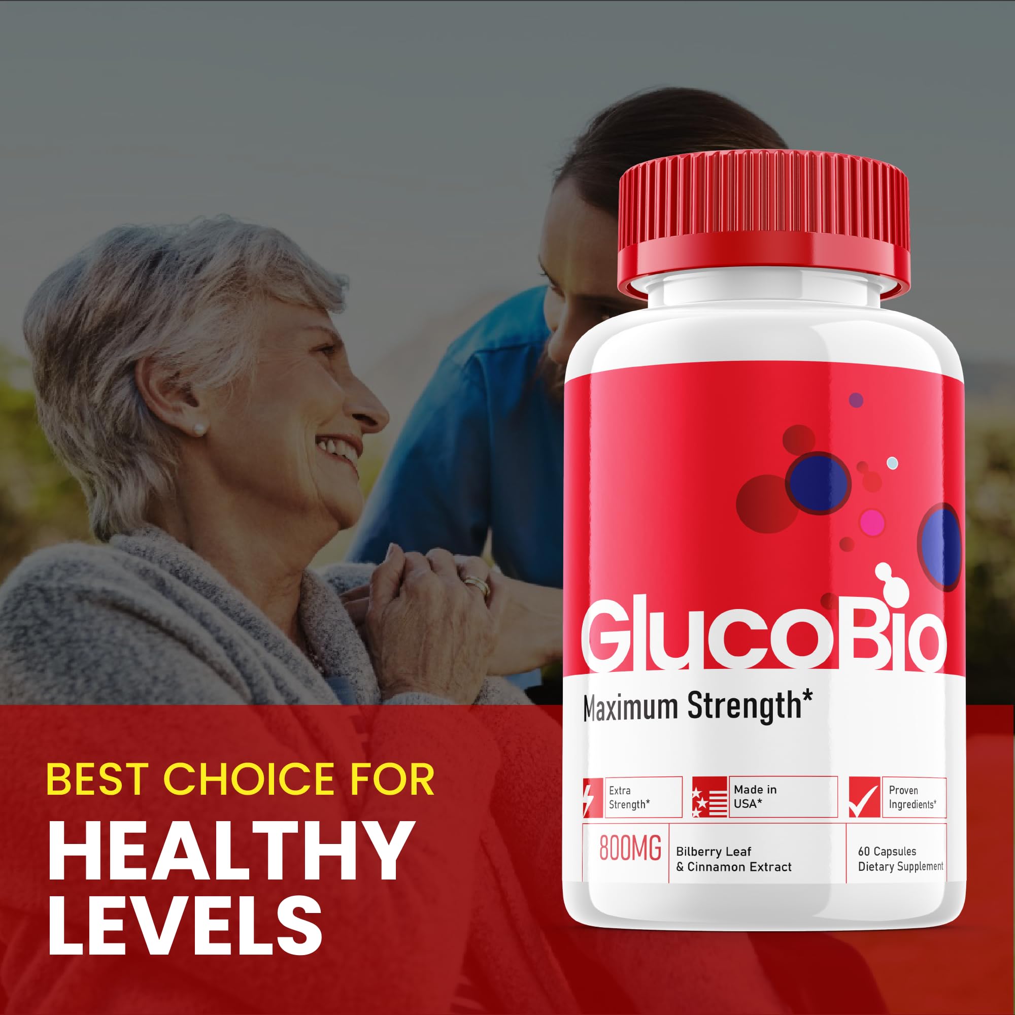 Front label of Gluco Bio Support Supplement bottle