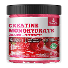 GlucoBio Creatine Monohydrate Gummies Raspberry 135-count packaging
