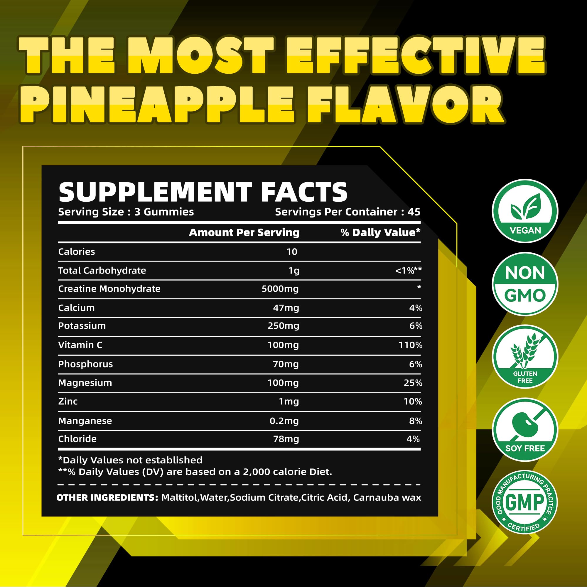 Serving size shown: 3 gummies (5g creatine monohydrate)