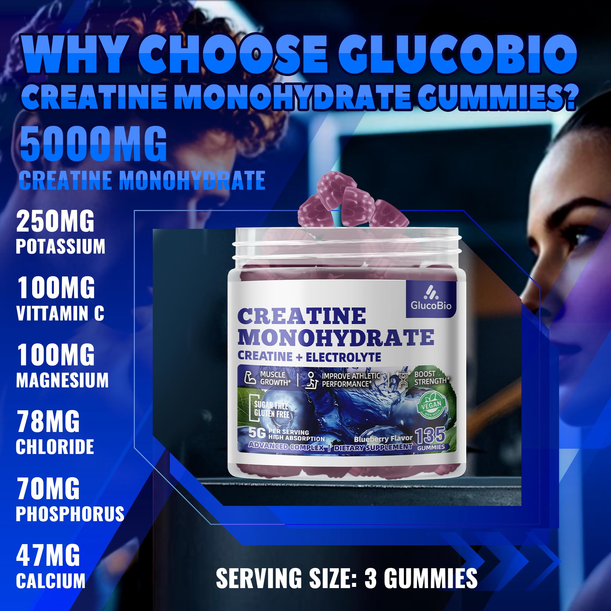 Blueberry electrolyte gummies close-up