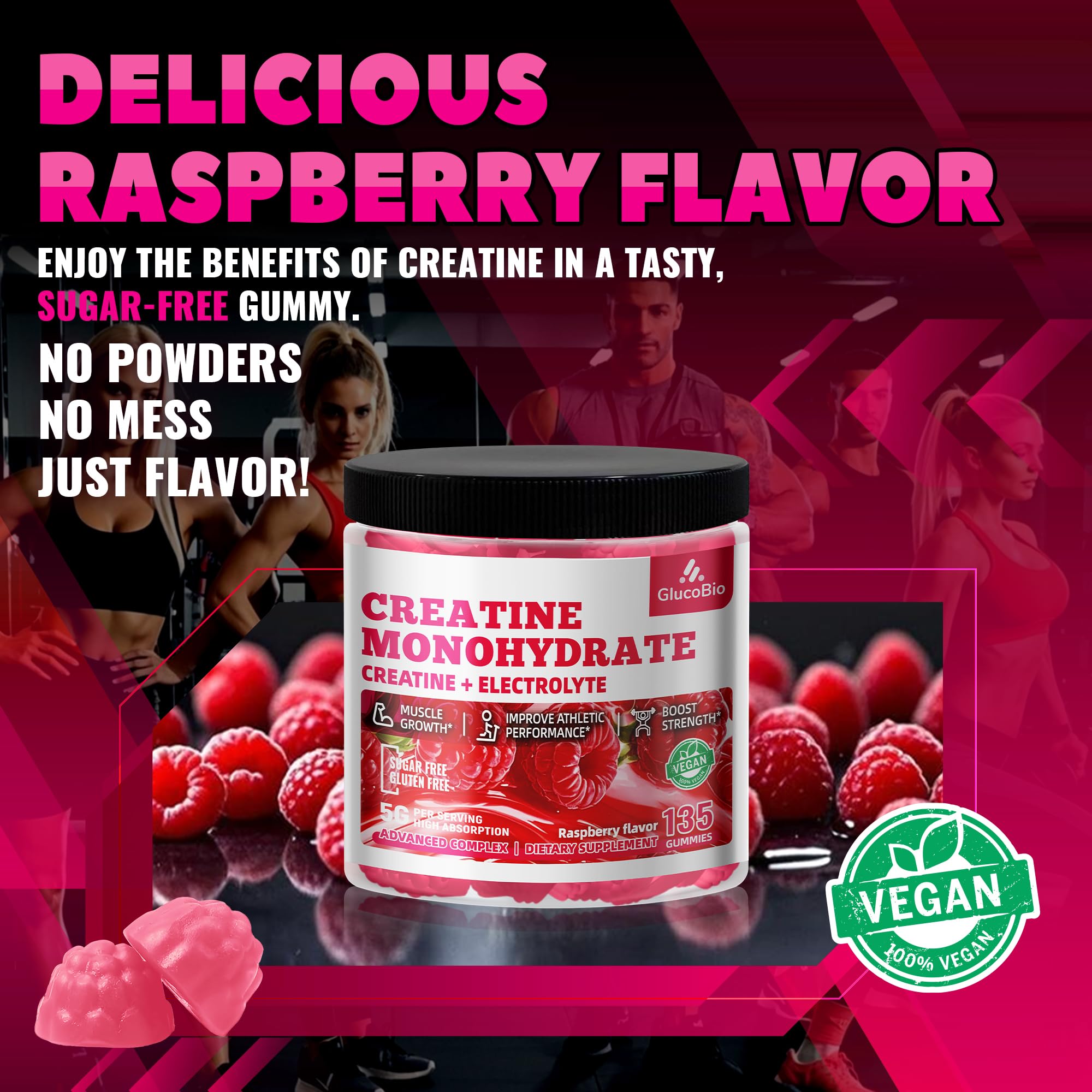 Gluten-free and sugar-free Creatine Monohydrate gummies