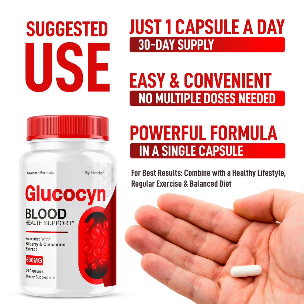 Glucocyn supplement bottle label visible