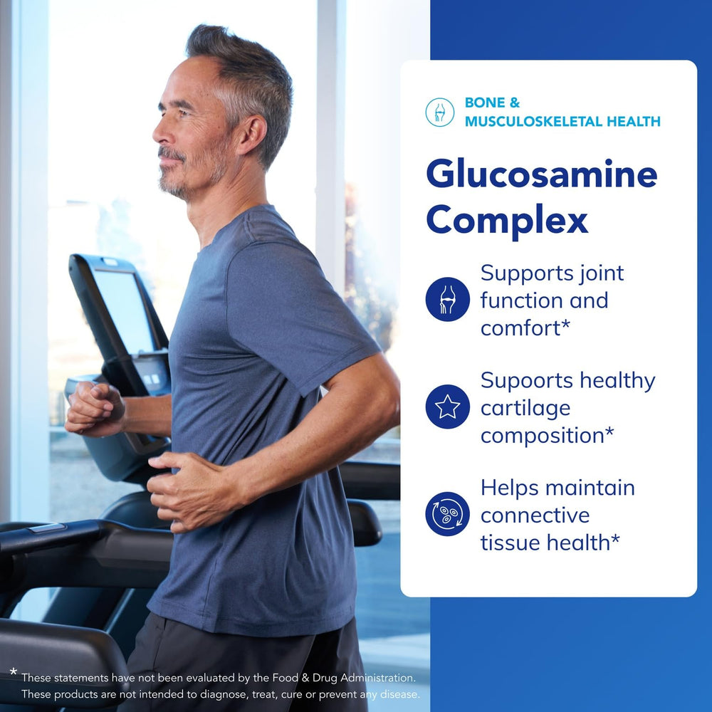 Graphic showing glucosamine, chondroitin and manganese ascorbate for tissue support.