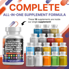 Glucosamine, chondroitin and MSM 1500mg supplement illustration