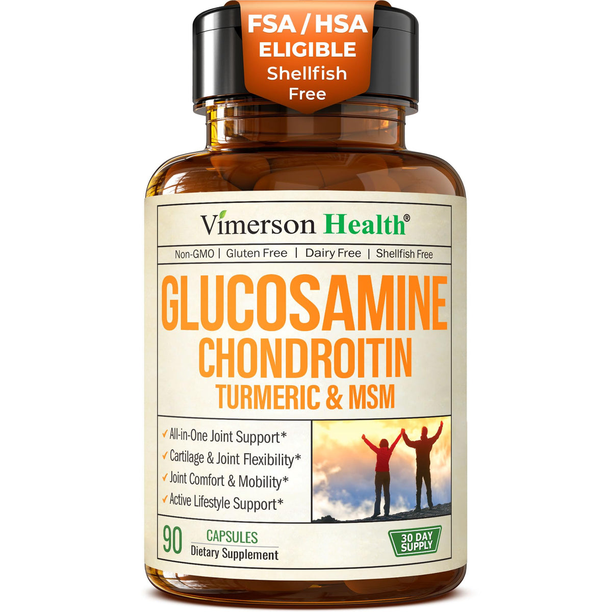 Front label of Glucosamine Chondroitin MSM 1500mg bottle