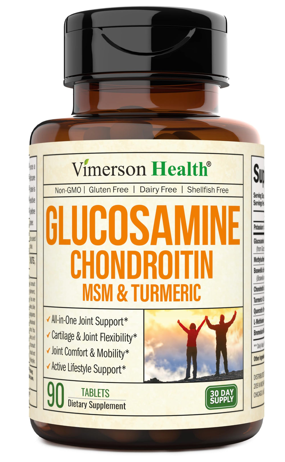 Bottle of Glucosamine Chondroitin MSM 1500 mg joint support tablets
