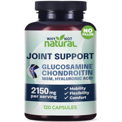 Bottle of joint support supplement with glucosamine, chondroitin, and MSM