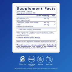 Capsules showing 300 mg glucosamine HCl and 300 mg chondroitin sulfate