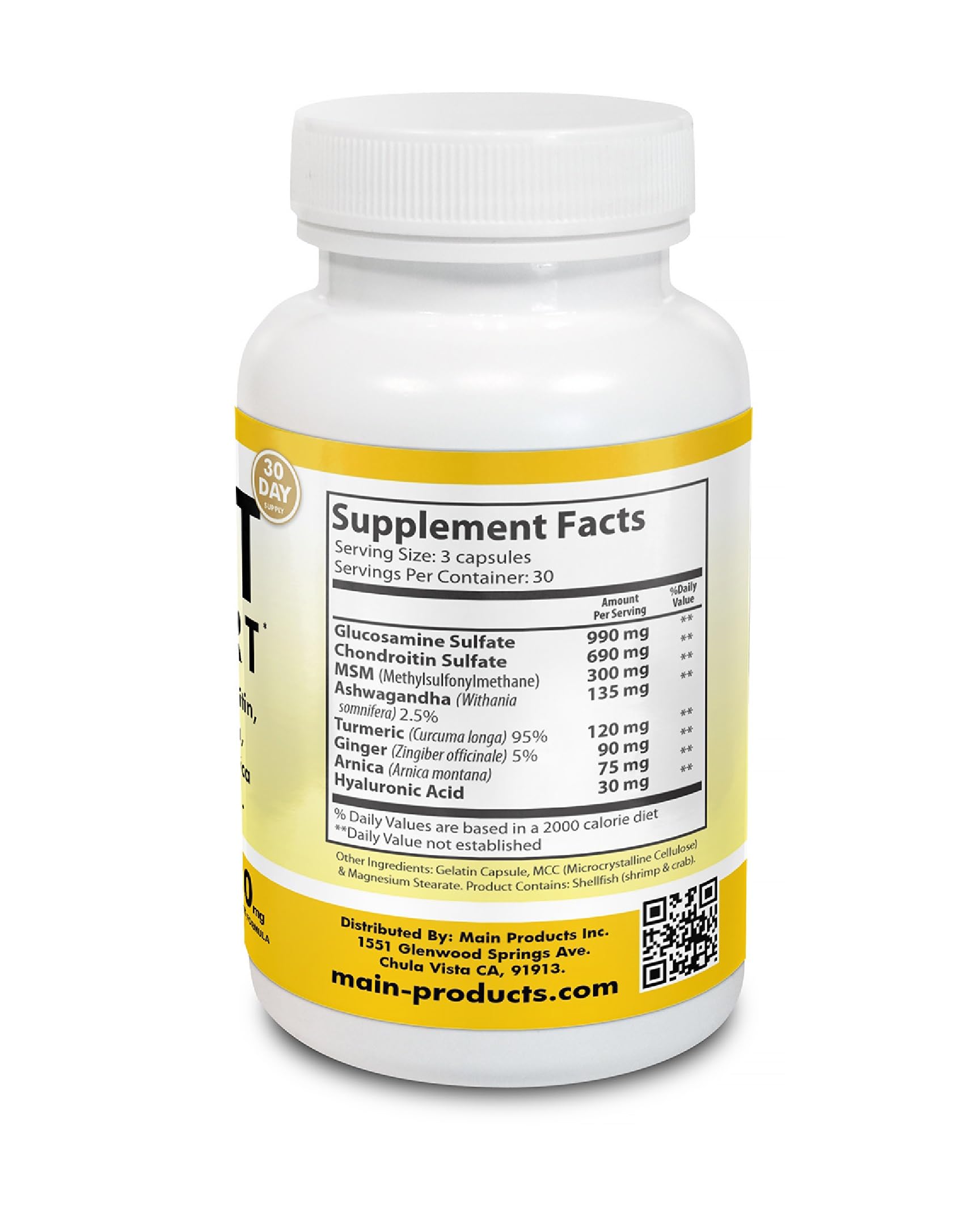 Label image of Glucosamine, Chondroitin, MSM, Hyaluronic Acid ingredients