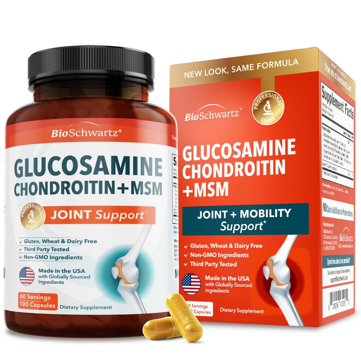Glucosamine Chondroitin MSM Joint Support bottle on white background