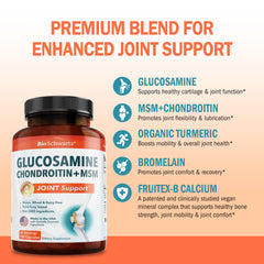 Joint health supplement label highlighting gluten free and non-GMO