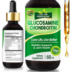 Bottle of Love Life Glucosamine Chondroitin MSM Liquid Drops