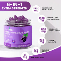 Bottle showing glucosamine, chondroitin, MSM and turmeric label