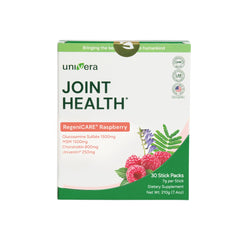 Glucosamine Chondroitin MSM Univestin Raspberry Joint Support Stick Pack - front view