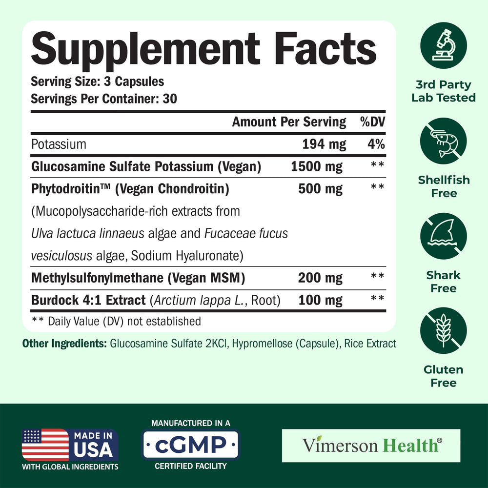 90 vegan joint support capsules in a bottle