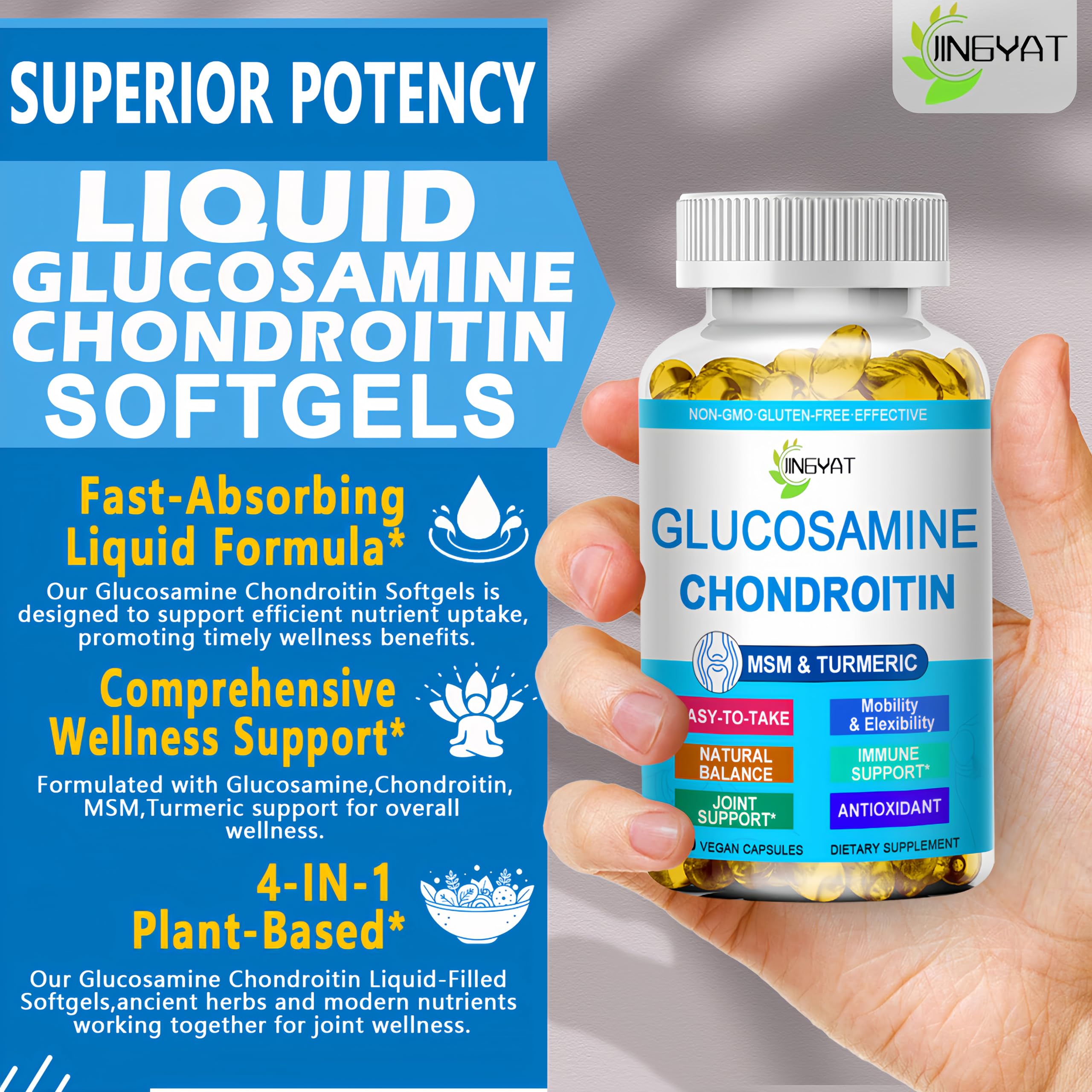 Easy-to-swallow softgels demonstrating size