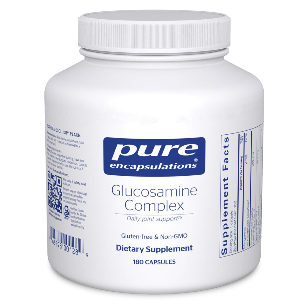 Bottle of Pure Encapsulations Glucosamine Complex with 180 capsules.