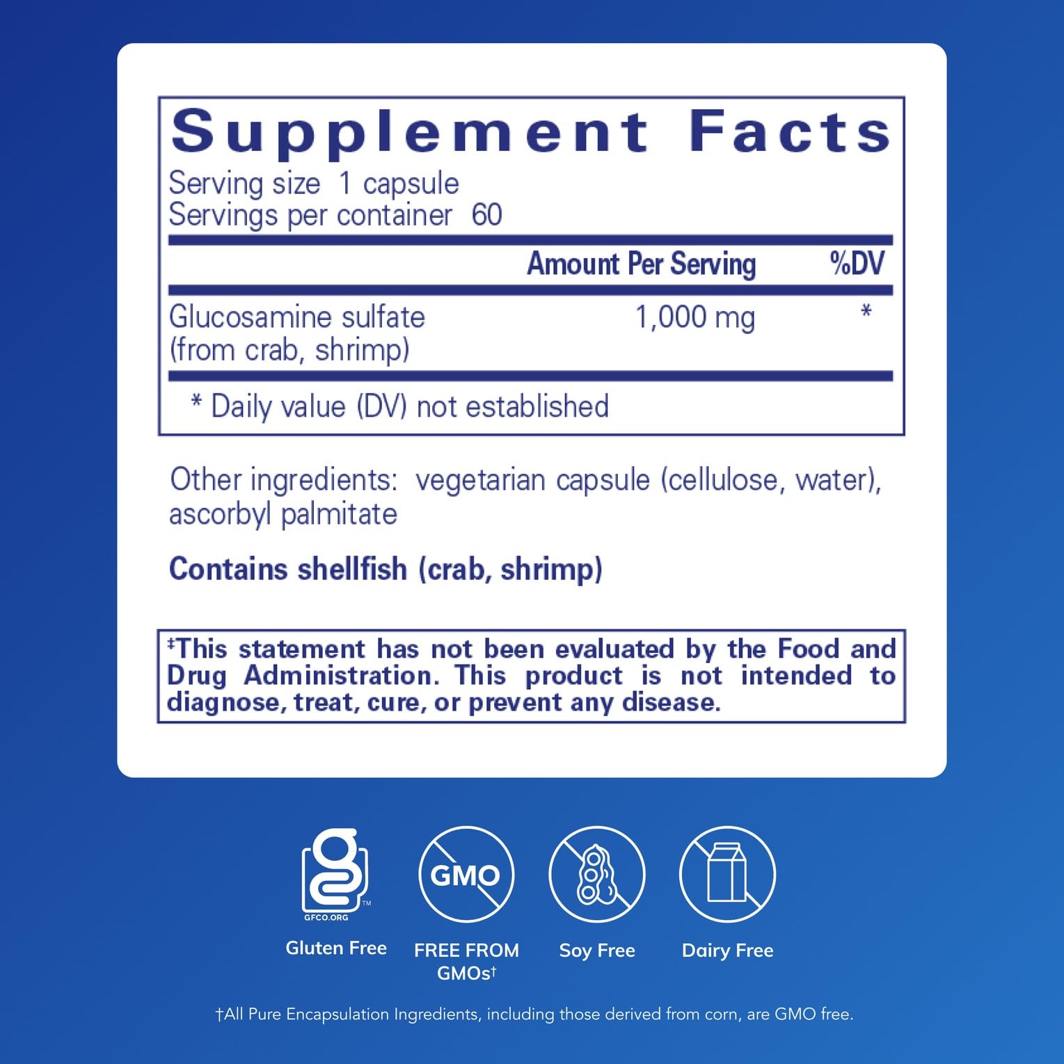 Glucosamine sulfate 1000mg capsules closeup showing easy daily use
