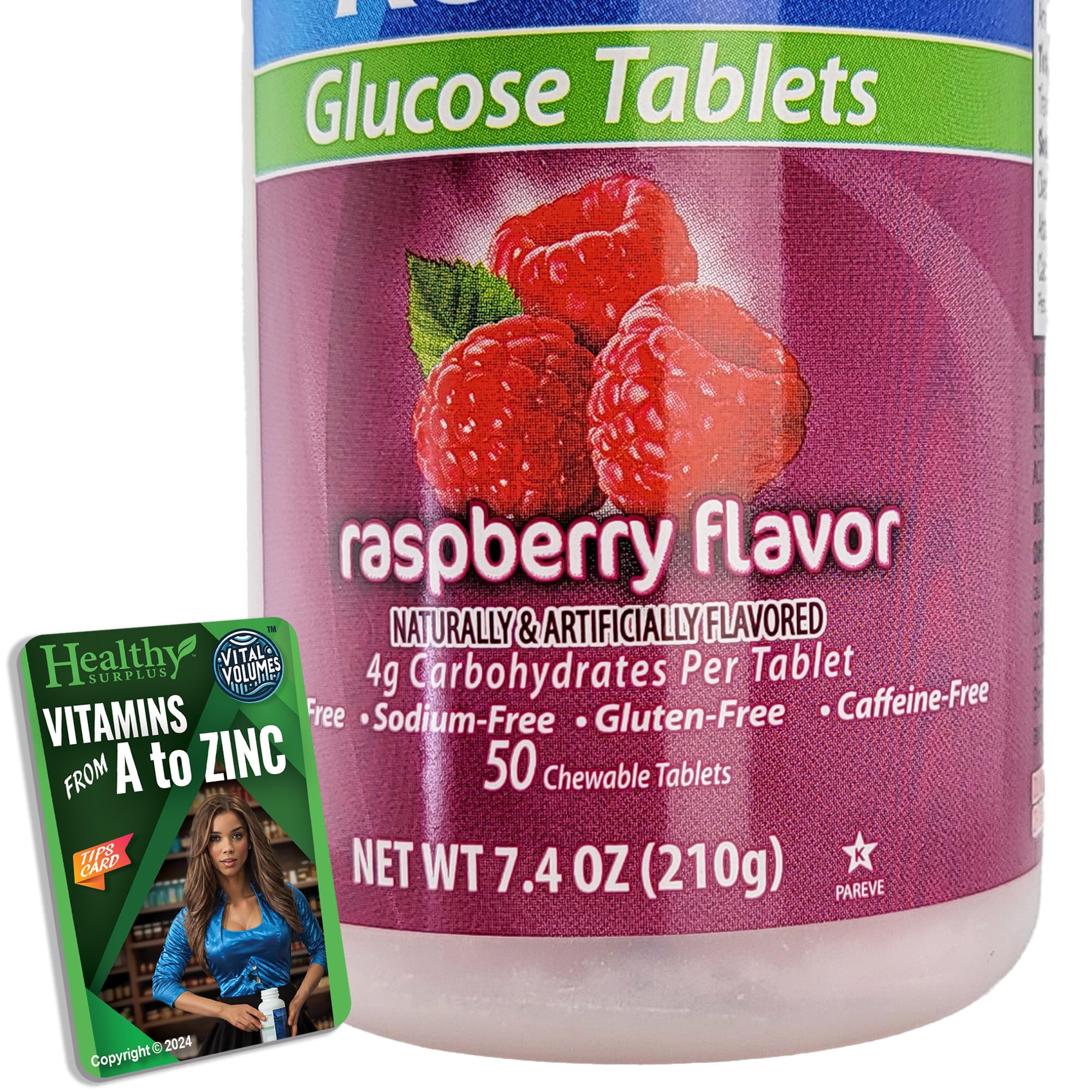 Glucose Tablets Raspberry flavor 50 chewable tablets - front view