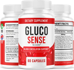 Close-up of GlucoSense 695 mg capsules
