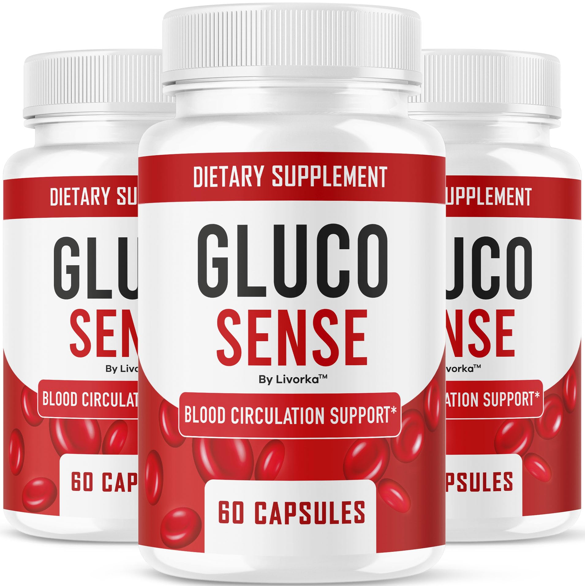 GlucoSense 3-pack bottle – front view