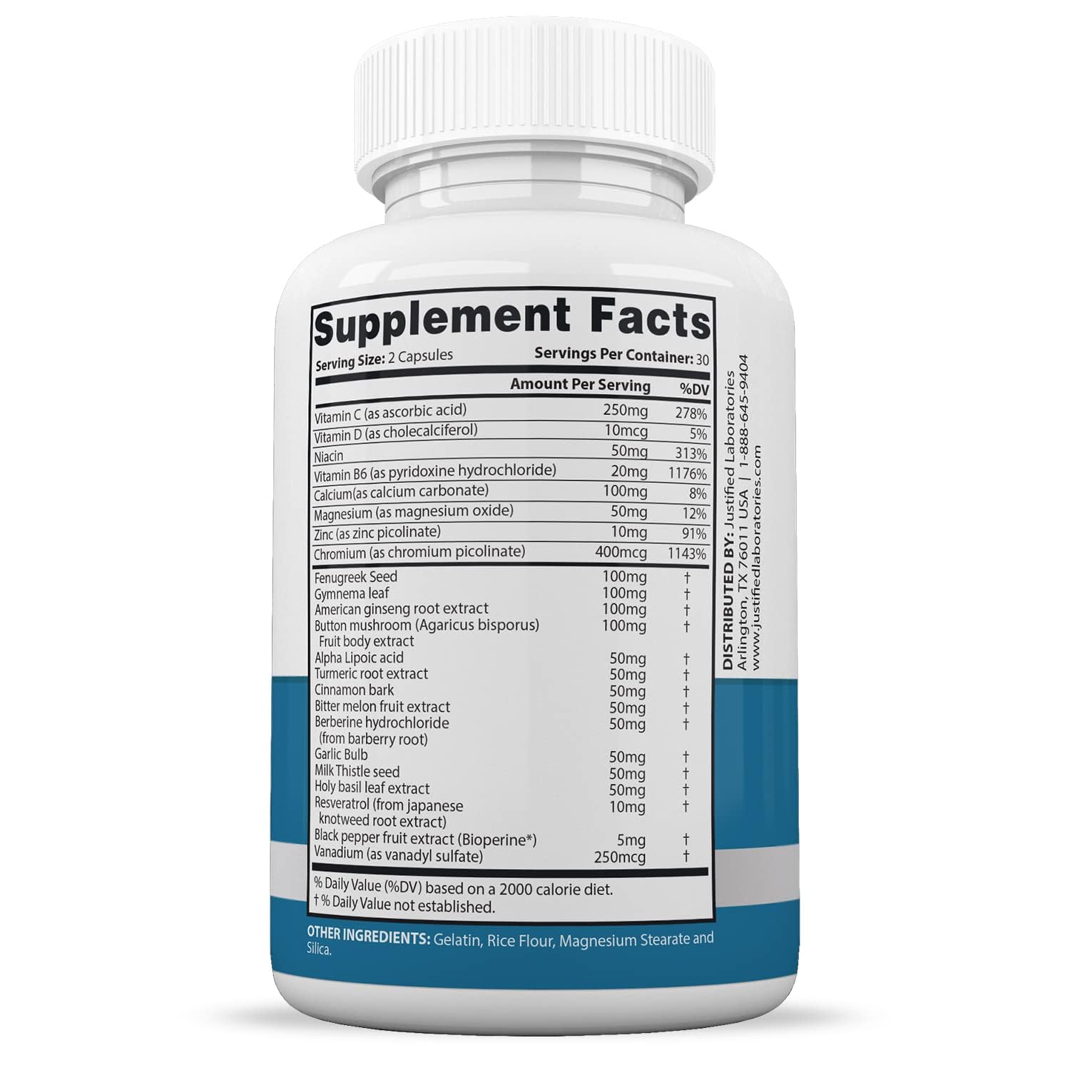 Back view with supplement facts panel