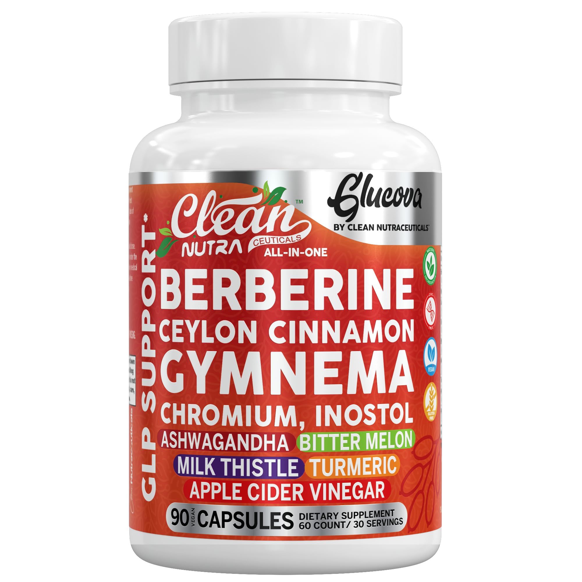 Clean Nutra Glucova bottle with 90 capsules