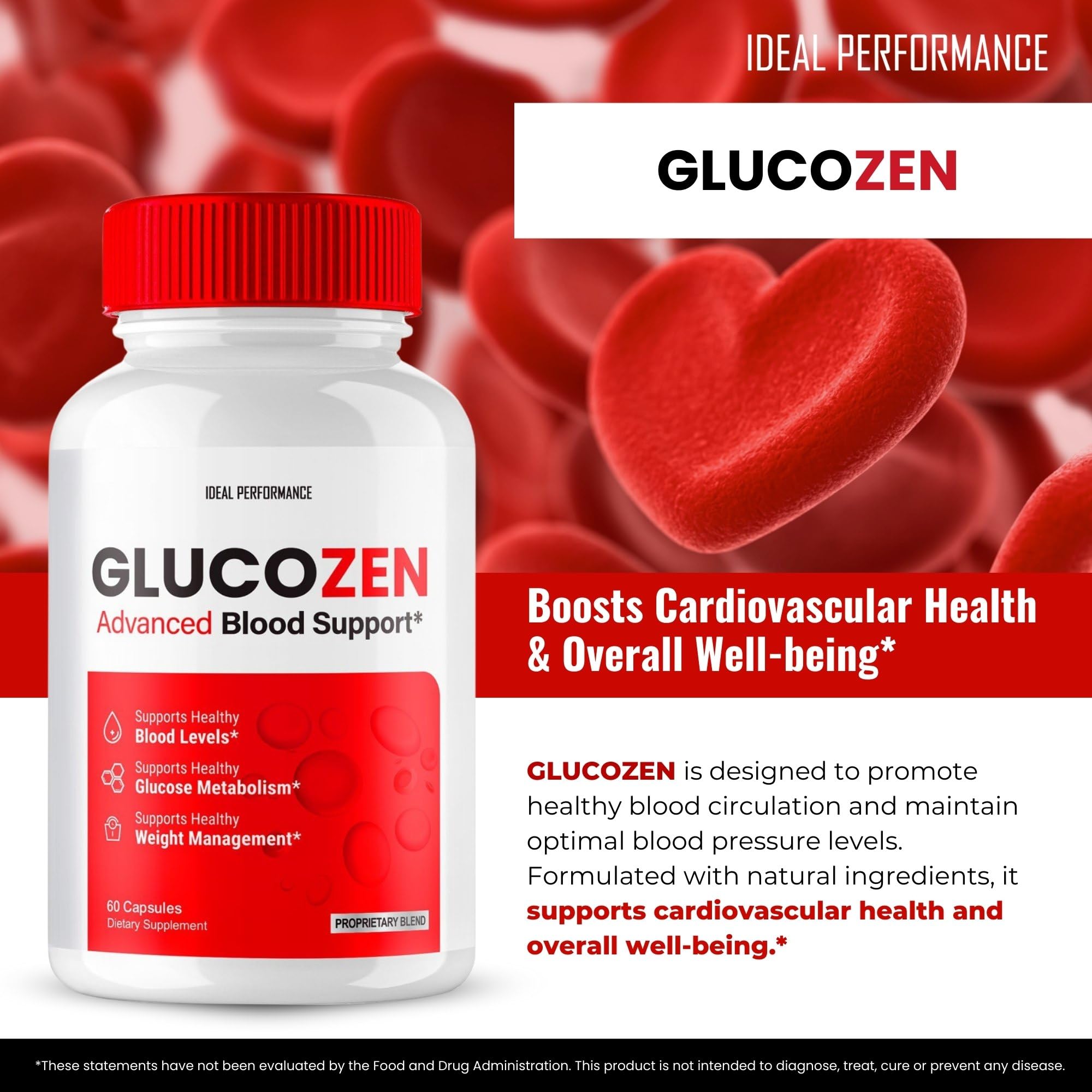 Glucozen all-natural formula pills packaging