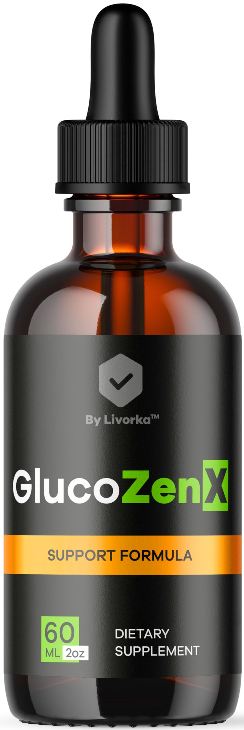 Front view of GlucoZenX Drops bottle
