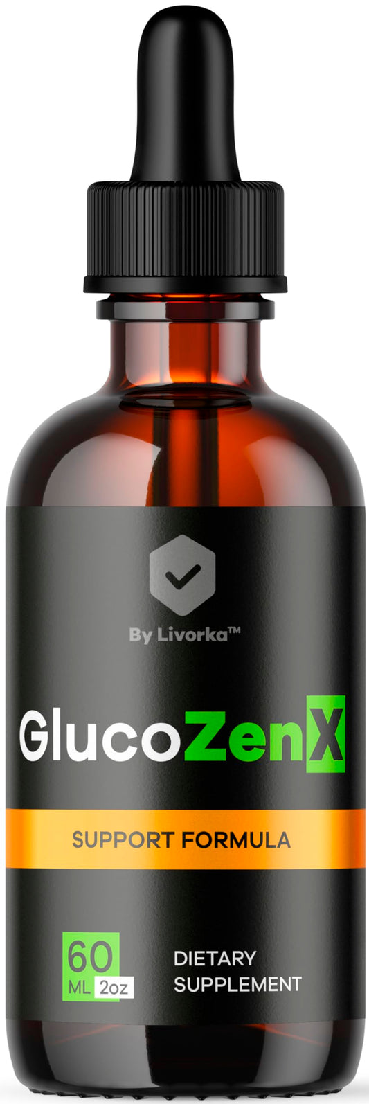 Front view of GlucoZenX Drops bottle