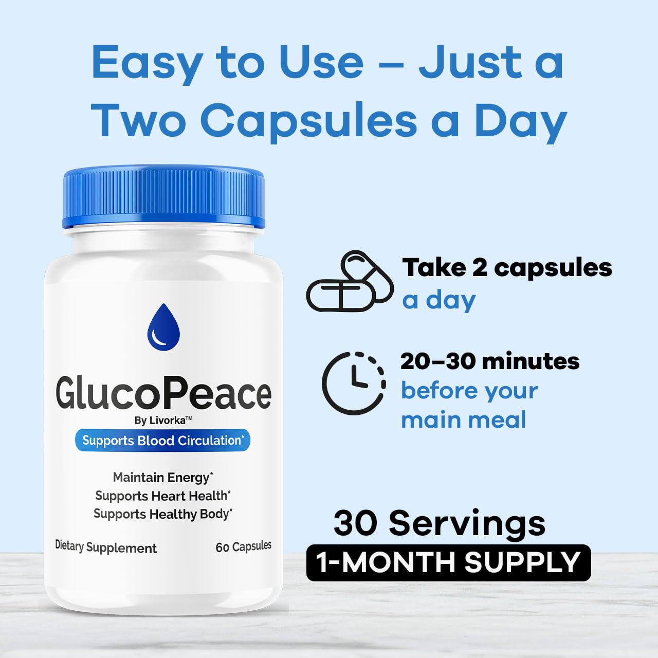 Close-up of GlucoPeace capsules