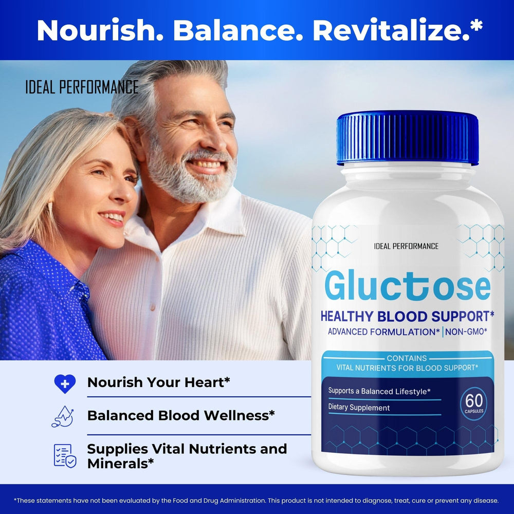 Gluctose Capsules Blood Support packaging on white background