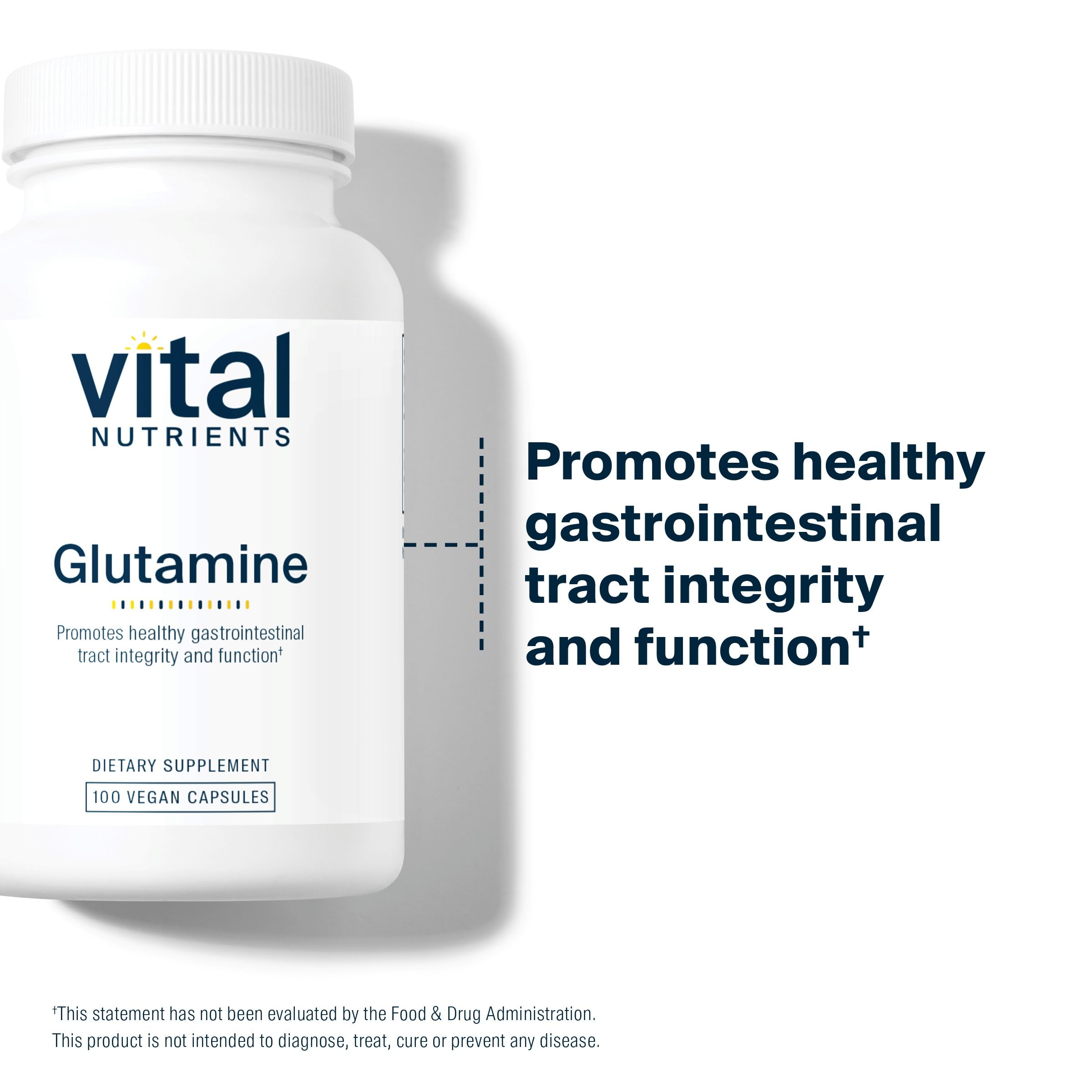Supplement facts panel for Vital Nutrients Glutamine