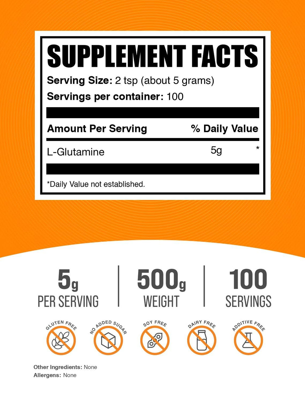 L-Glutamine powder for recovery and gut health, unflavored and gluten free