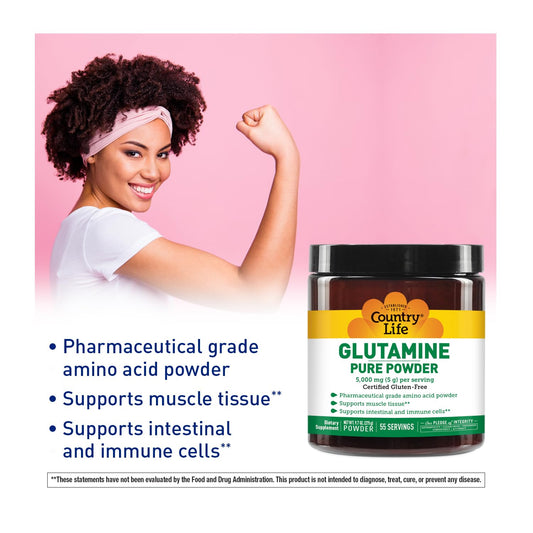 Close-up of glutamine powder illustrating gut health benefits