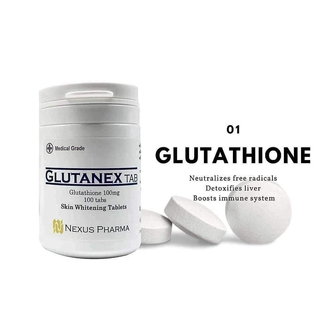 Front view of Glutanex Tab Glutathione bottle with label indicating 100 count